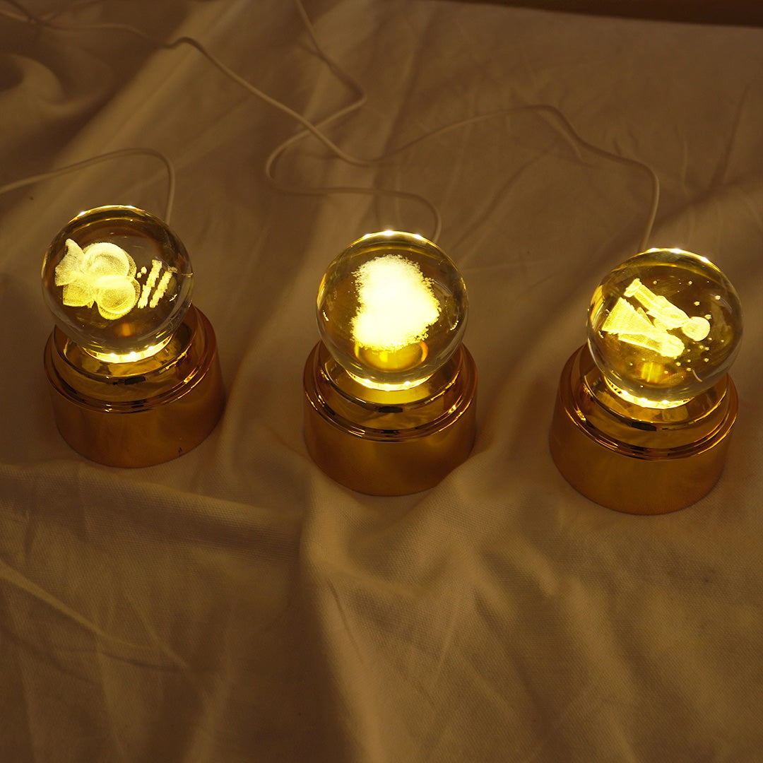 Rotating Crystal Ball LED Night Lamp with Warm Glow ( random design )