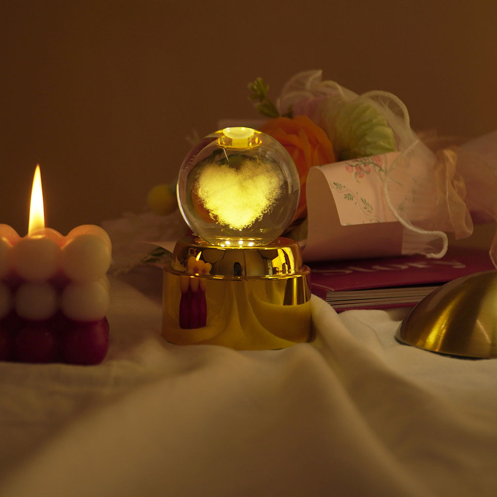 Rotating Crystal Ball LED Night Lamp with Warm Glow ( random design )