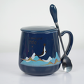 Love Your Life Ceramic Coffee Mug with Lid & Spoon | Aesthetic Tea & Coffee Mug Set | Inspirational Quote Mug | (Blue & Pink)