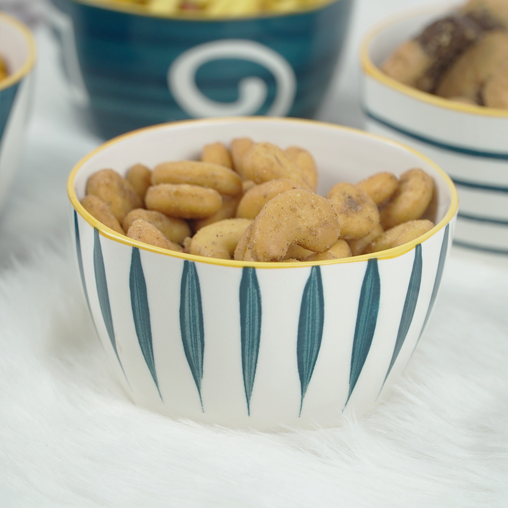 Modern Ceramic Bowl Set – Blue & White Designer Snack Bowls | Multipurpose Serving Bowls (Set of 4)