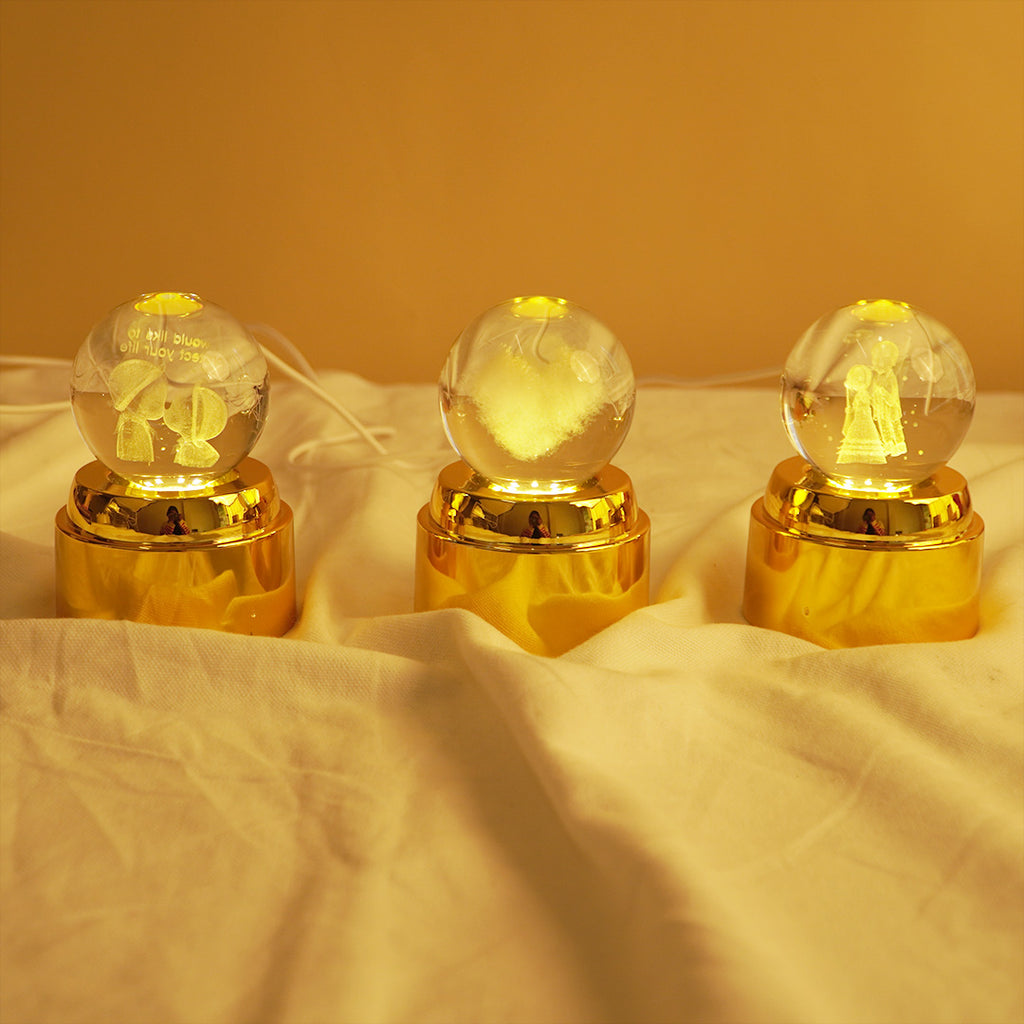 Rotating Crystal Ball LED Night Lamp with Warm Glow ( random design )