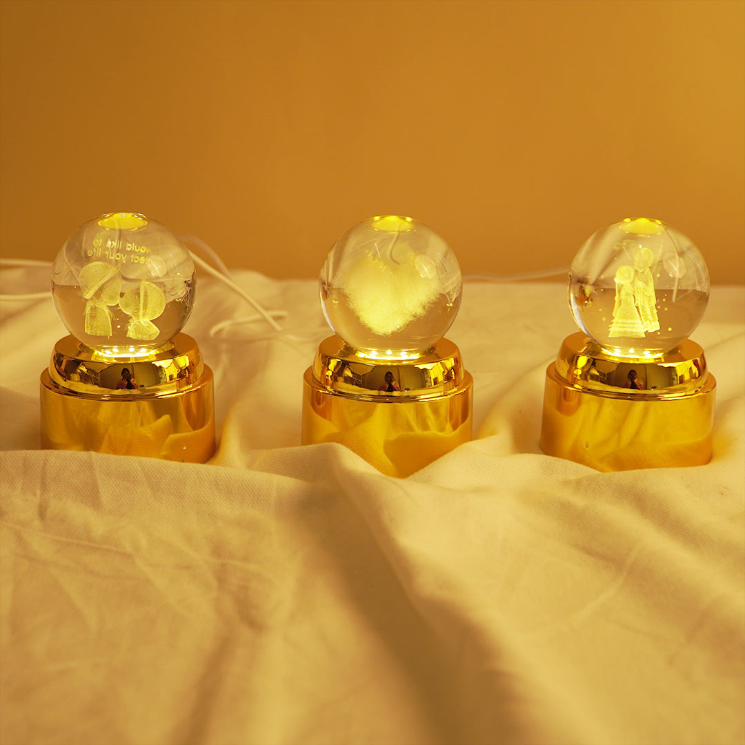 Rotating Crystal Ball LED Night Lamp with Warm Glow ( random design )