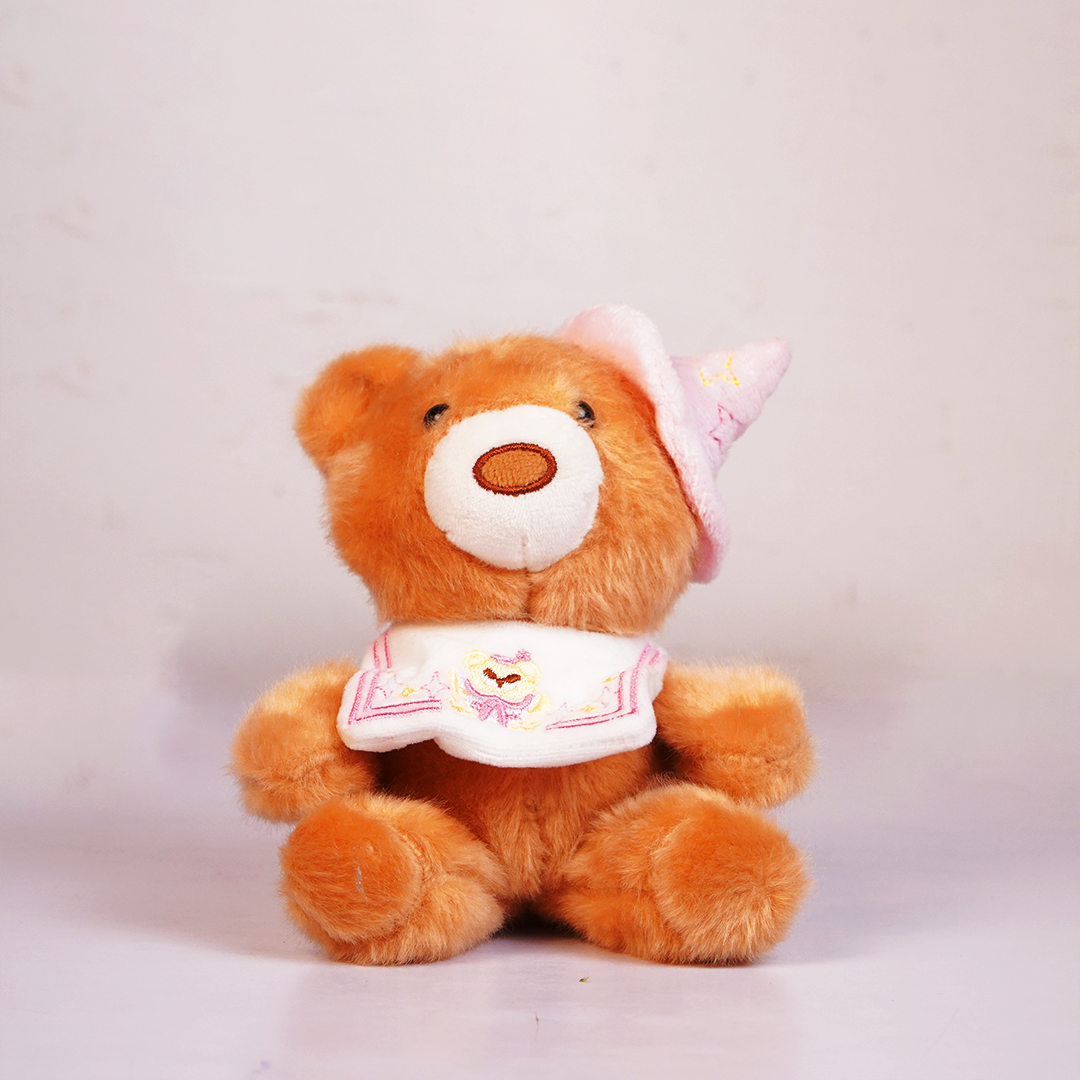 Cute Pink Teddy Bear Plush Toy with Blue Wizard Hat(Random Color)