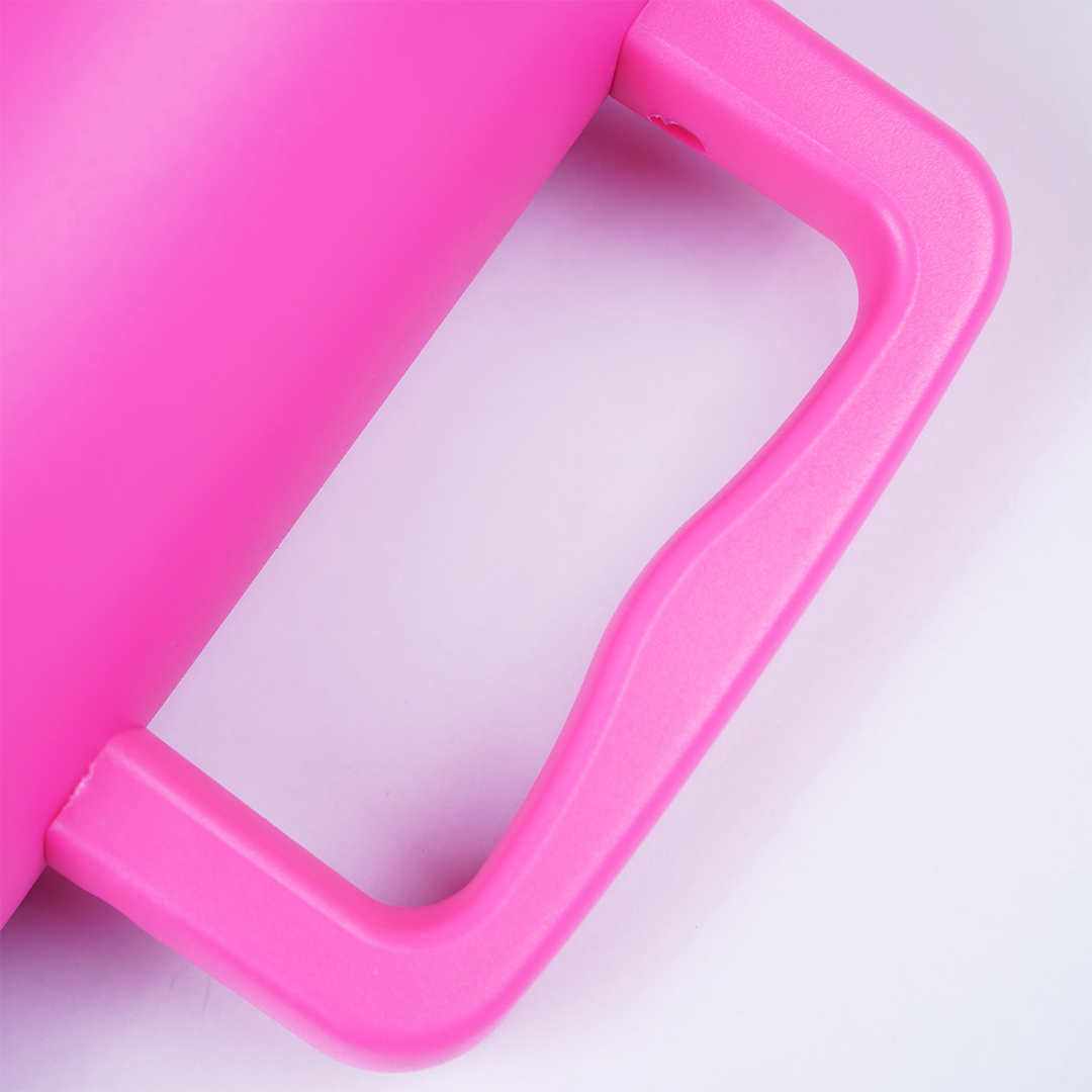 1.2L Large Capacity Insulated Travel Tumbler with Handle – Pink Reusable Stainless Steel Mug (26cm x 10cm)