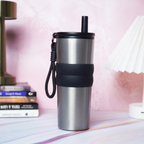 Stainless Steel Travel Tumbler with Straw | 700ml Insulated Reusable Cup for Hot & Cold Drinks
