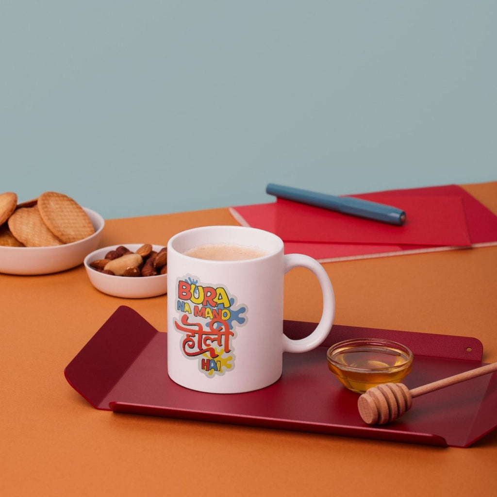 Bura Na Mano Holi Hai Printed Ceramic Mug | Colorful Holi Festival Coffee & Tea Cup | Gift for Friends, Family & Office