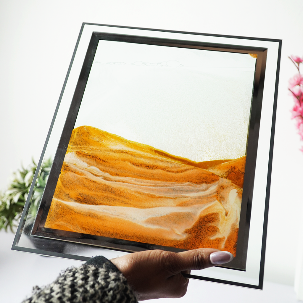 Abstract Sand Art Wall Frame | Modern Glass Wall Décor | Minimal Aesthetic Home & Office Wall Art