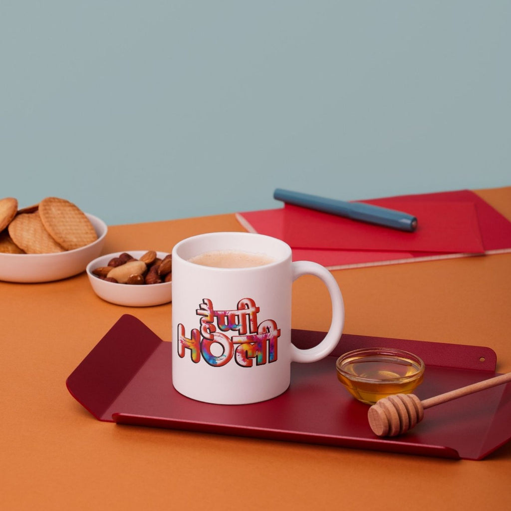 Happy Holi Printed Ceramic Coffee Mug – Colorful Festival Design Tea & Coffee Cup | Holi Gift for Friends, Family & Office