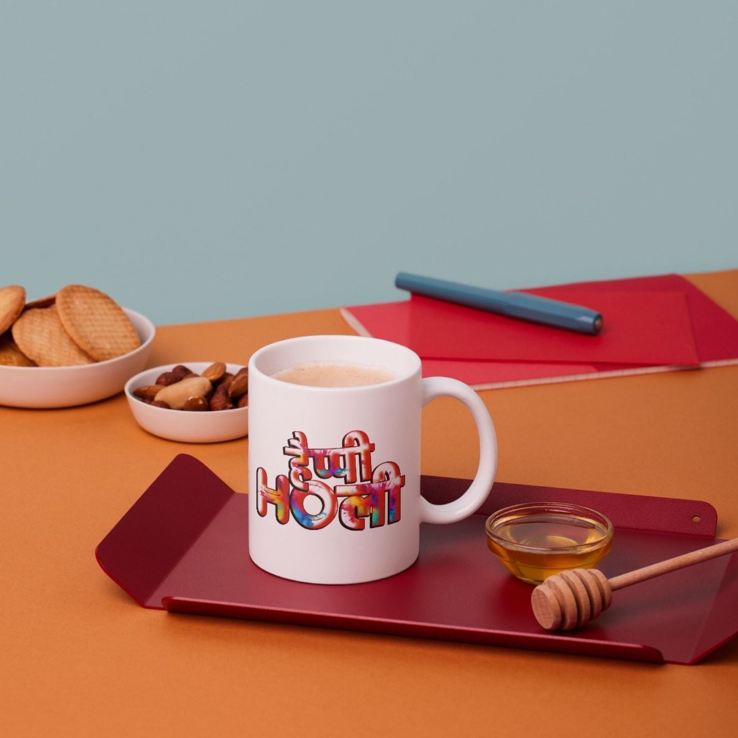 Happy Holi Printed Ceramic Coffee Mug – Colorful Festival Design Tea & Coffee Cup | Holi Gift for Friends, Family & Office