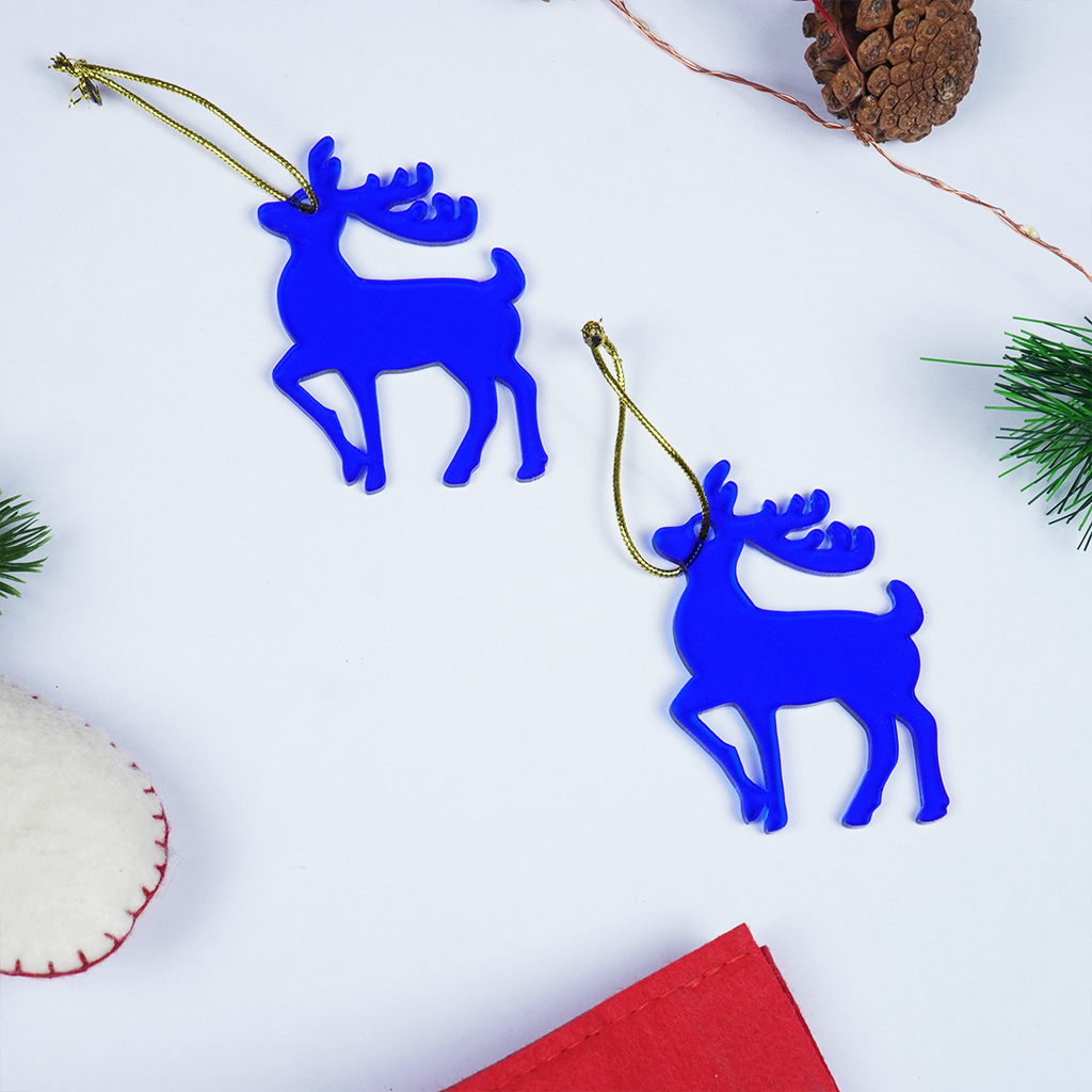 Blue Deer designed Christmas Decoration Ornaments- Set of 2