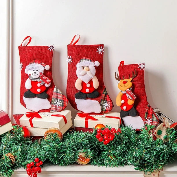 Set of 4 Christmas Tree Ornaments Christmas Stockings - Random design only
