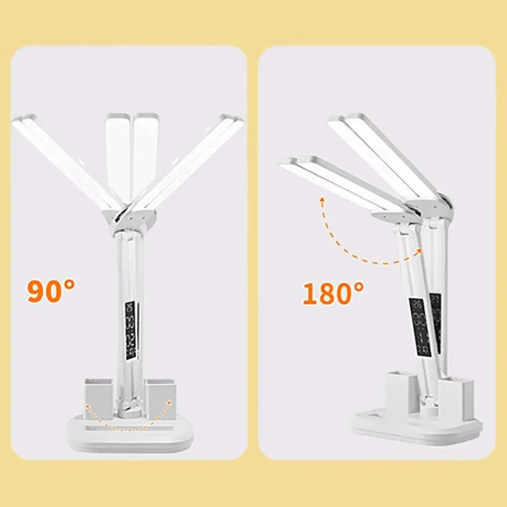 LED Desk Lamp with Clock & Pen Holder