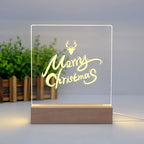 Luminious 3D Acrylic Writing DIY Board with 12 Pens LED Night Light Message Board, Rewritable Message board with Wooden stand, Dry Erase Board for Home &  Office.