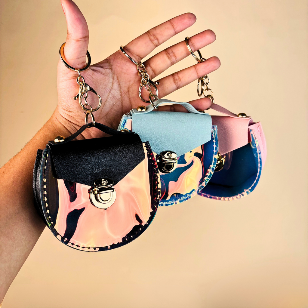 Mini Transparent Coin Pouch Keychain(Random Color)