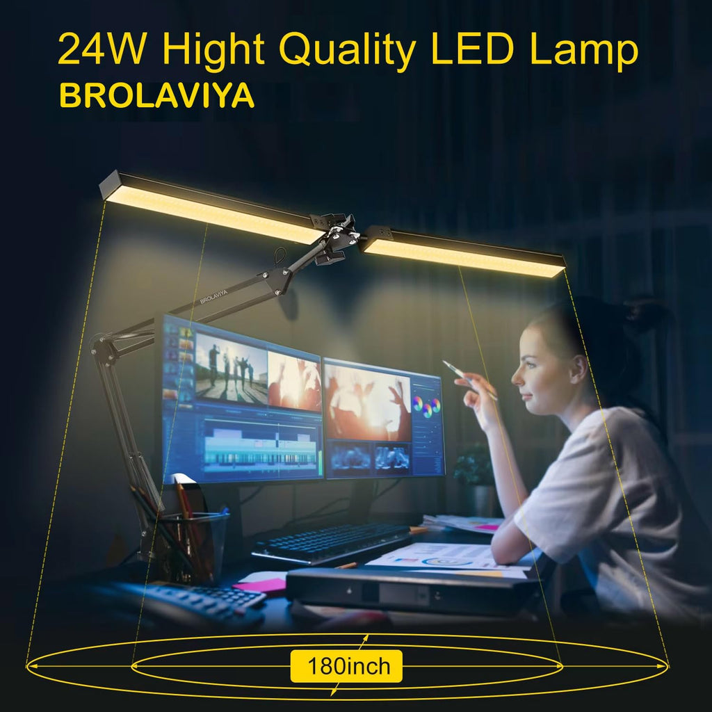 Double Head LED Desk Lamp with Clamp