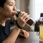 Glass Water Bottle with Stainless Steel Lid & Carry Strap | Reusable Travel & Gym Bottle