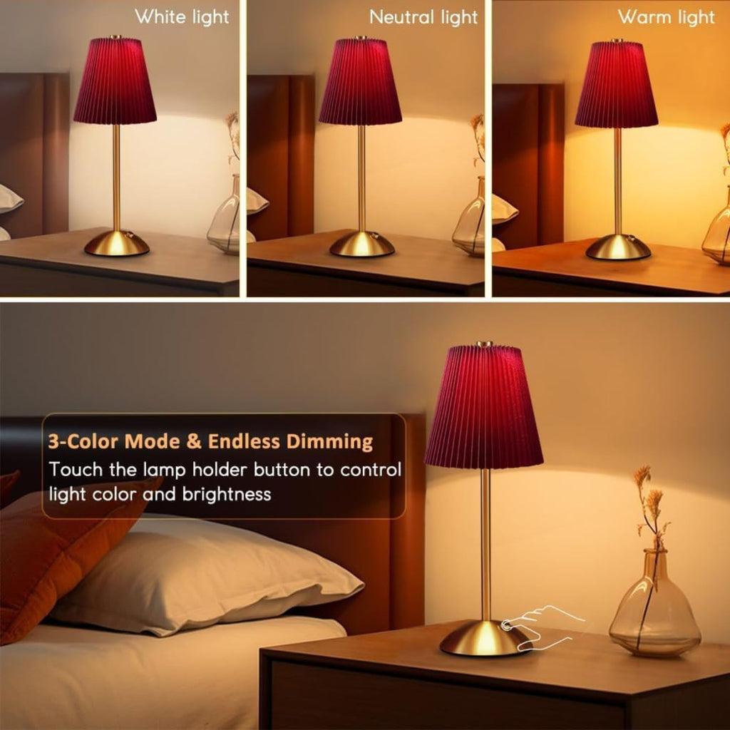 Elegant Pleated Table Lamp with Warm Ambient Light