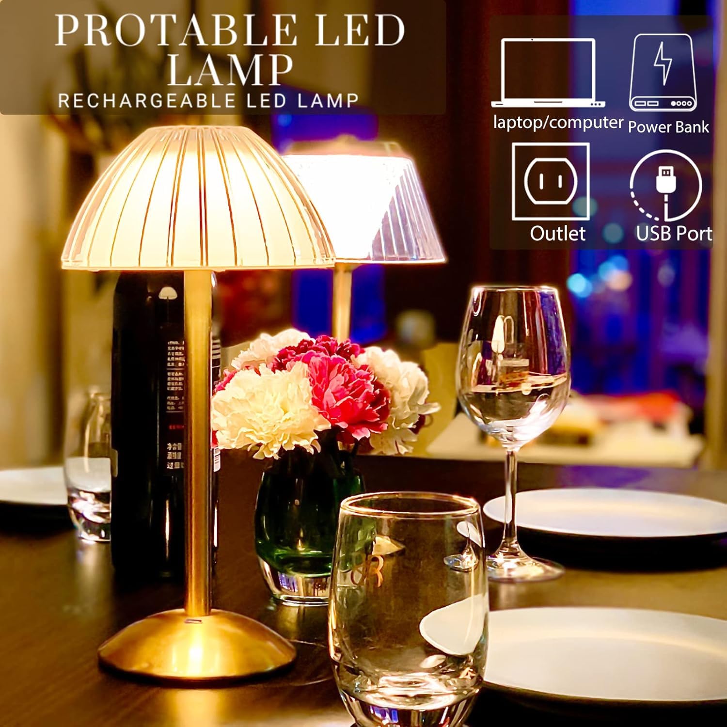 Ribbed Dome Shade Warm Ambient LED Desk Lamp