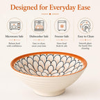 Blue & White Ceramic Bowl Set of Floral Pattern Serving & Snack Bowls