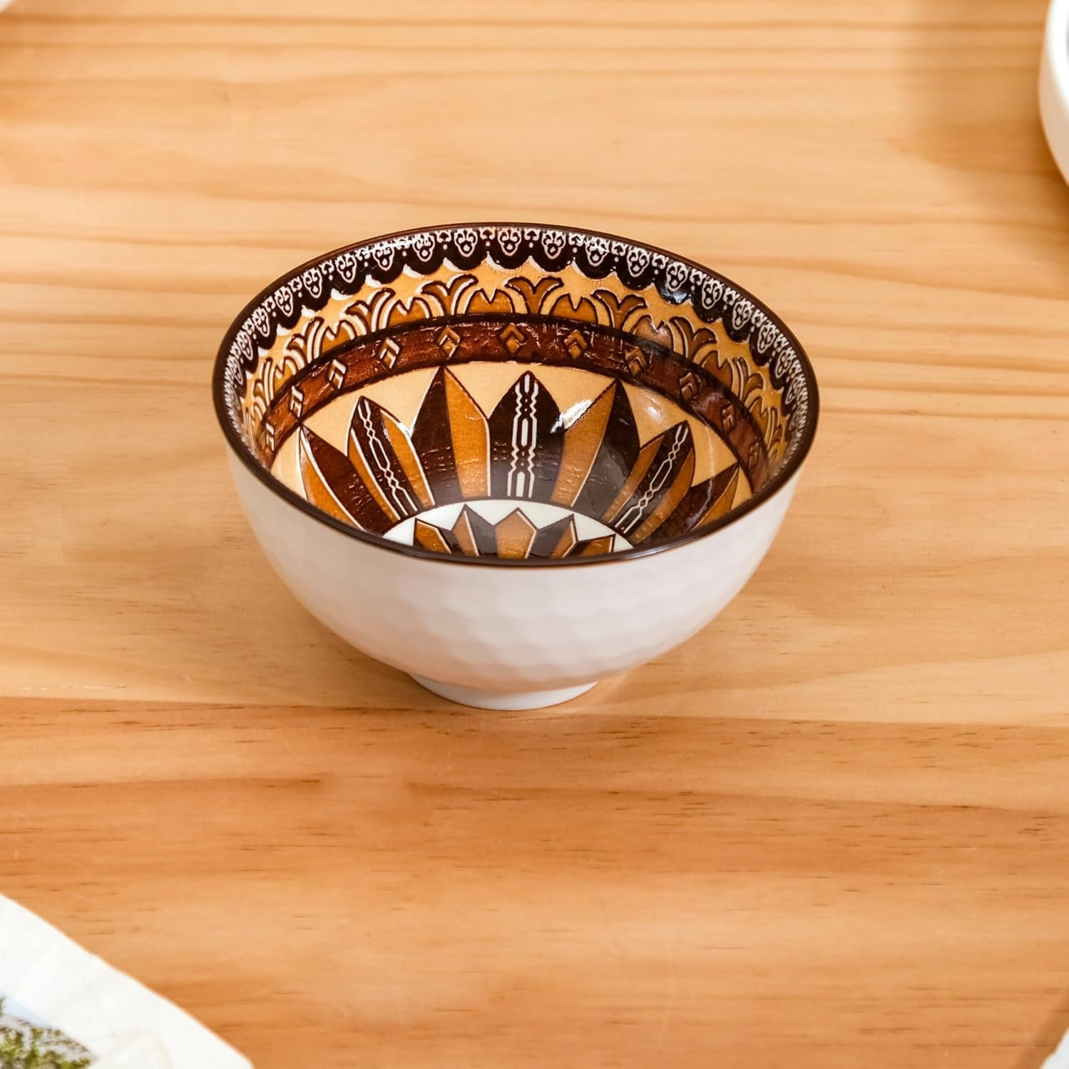 Hand-Painted Style Ceramic Bowl Set of 4 – Moroccan Inspired Decorative Serving & Snack Bowls