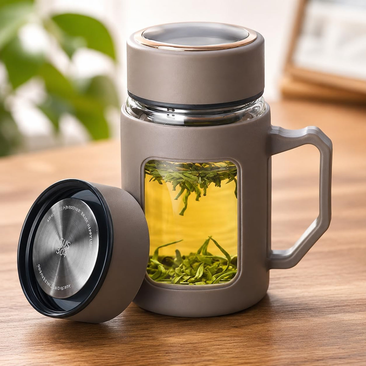 Double-Wall Glass Tea Mug with Infuser – Stylish Tea & Coffee Cup-1 piece