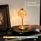Golden Lotus Flower Table Lamp with Glass Petal Shade