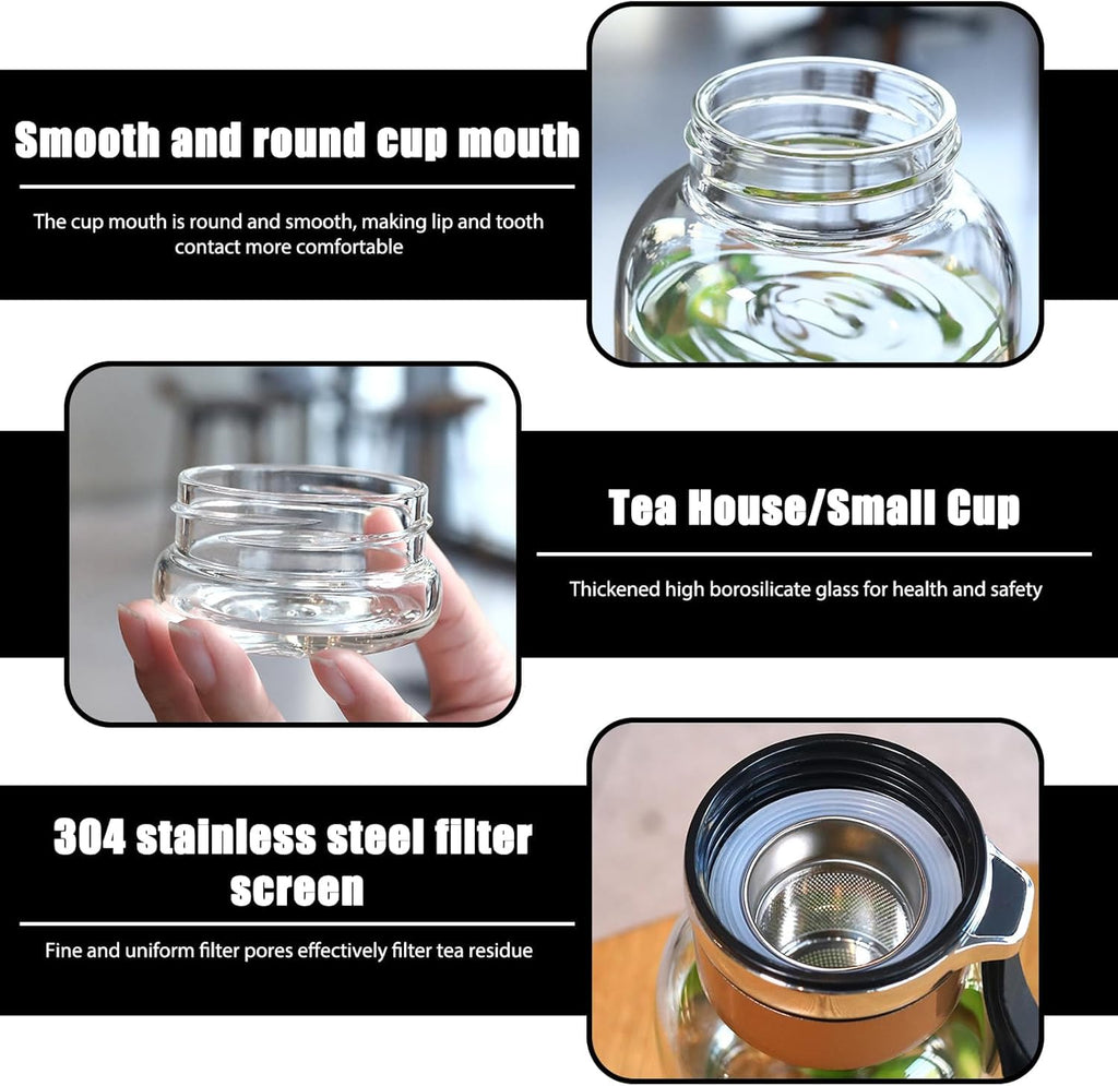 Glass Infuser Water Bottle with Stainless Steel Filter | Fruit Infuser, Detox & Flavoured Water Bottle