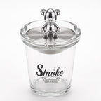 Glass Smoke Ashtray with Decorative Bear Lid – Premium Tabletop Ashtray
