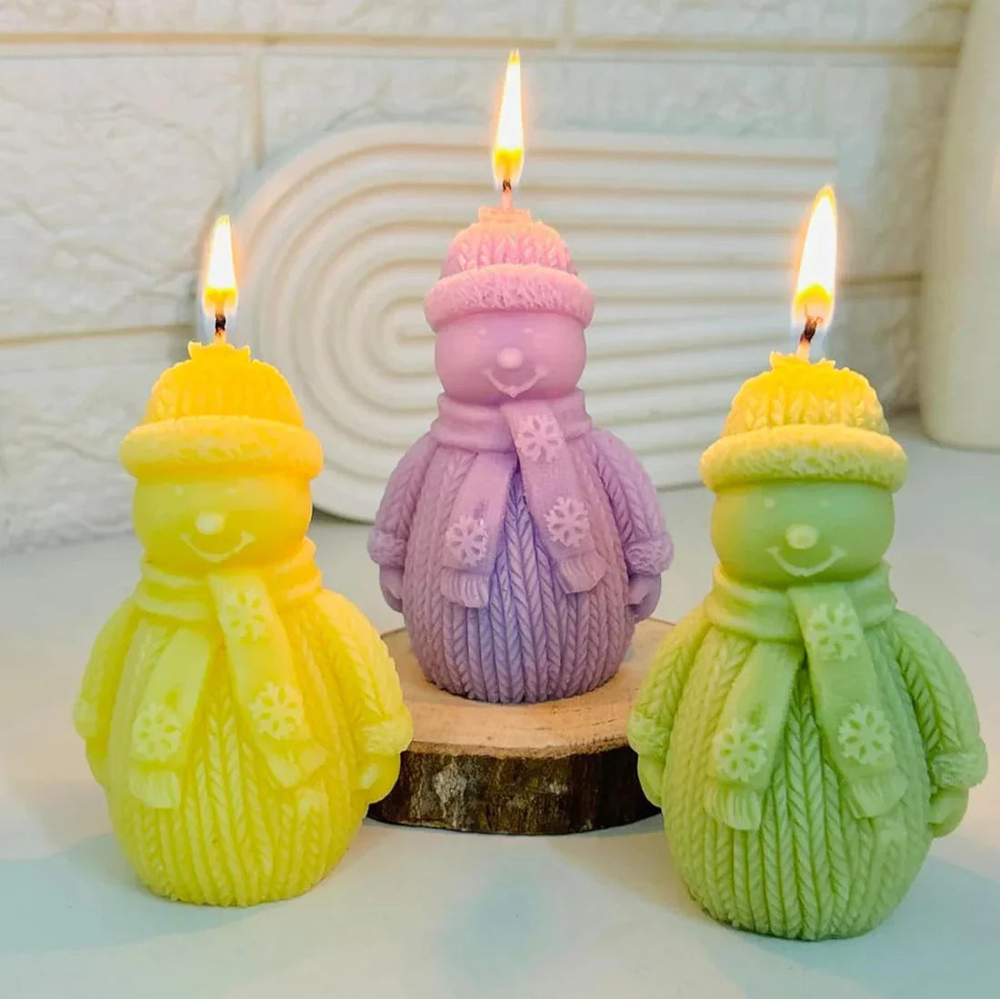 pack of 3 Snowman candle for christmas gifts
