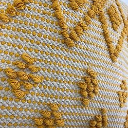 Boho Mustard Diamond Tufted Cushion Cover Set – Textured Decorative Throw Pillows Cover Set for Sofa, Living Room & Bedroom (Pack of 2)