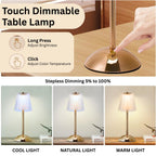 Luxury Rechargeable Fabric White Table Lamp with Touch Control