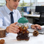 Bear Shape Glass Cup with Straw | Cute Glass Tumbler for Kids, Milk & Cold Drinks
