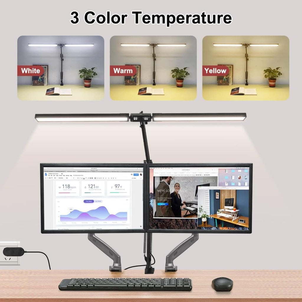Double Head LED Desk Lamp with Clamp