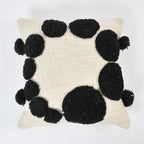 Black Polka Dot Tufted Cushion Cover Set – Beige Decorative Throw Pillow Covers for Sofa, Couch & Bedroom, Soft Textured Boho Home Décor (Pack of 2)
