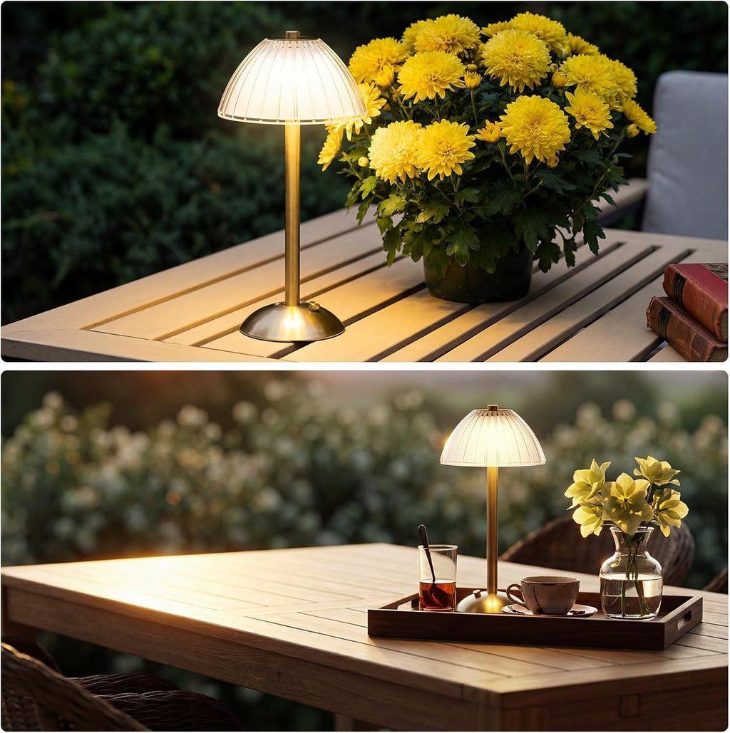 Ribbed Dome Shade Warm Ambient LED Desk Lamp