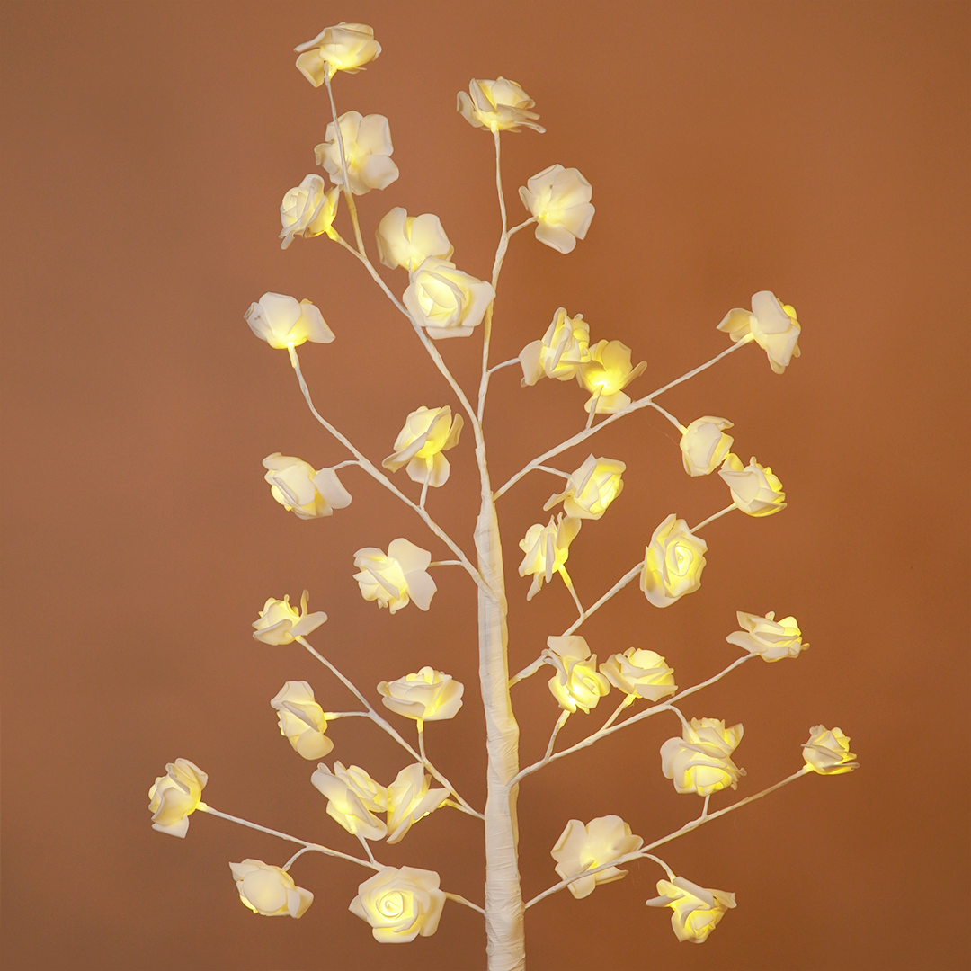 White LED Rose Blossom Tree Light – Decorative Flower Lamp