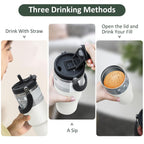 Modern Vacuum Insulated Travel WHITE COLOR Tumbler with Carry Handle  Short & Catchy