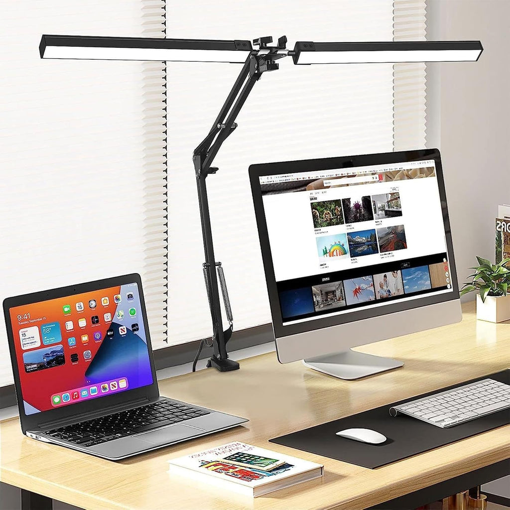 Double Head LED Desk Lamp with Clamp