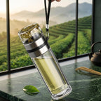 Glass Water Bottle with Stainless Steel Lid & Carry Strap | Reusable Travel & Gym Bottle