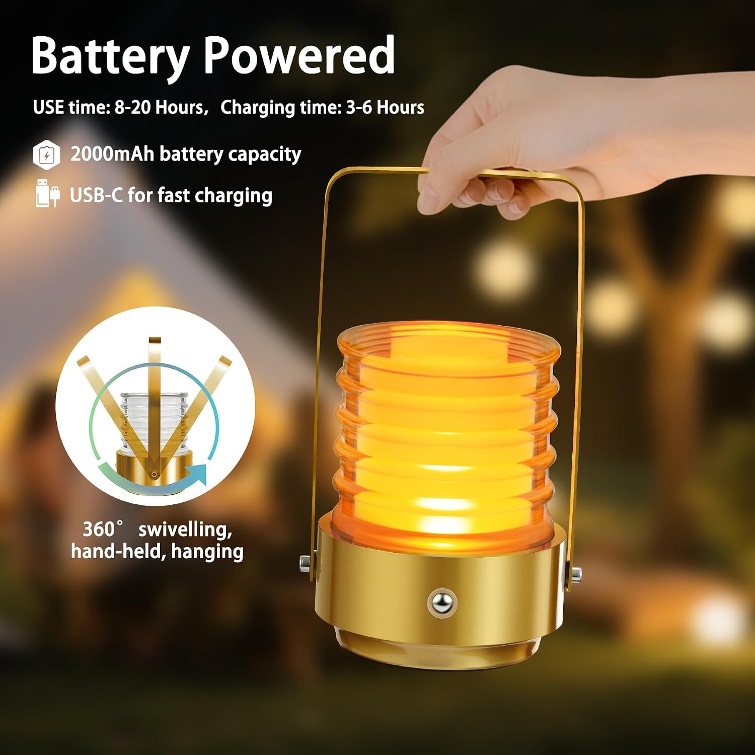 Portable LED Camping Lantern with Warm Light | Rechargeable Outdoor & Emergency Lamp