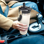 Modern Vacuum Insulated Travel WHITE COLOR Tumbler with Carry Handle  Short & Catchy