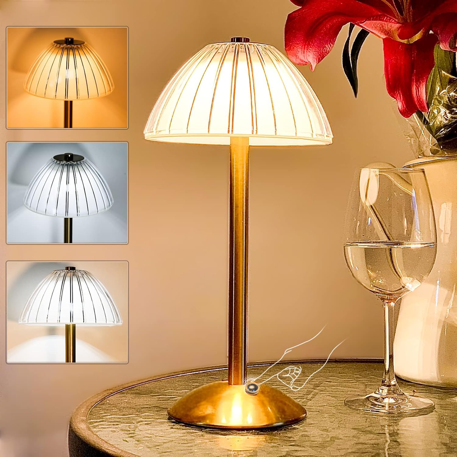 Ribbed Dome Shade Warm Ambient LED Desk Lamp