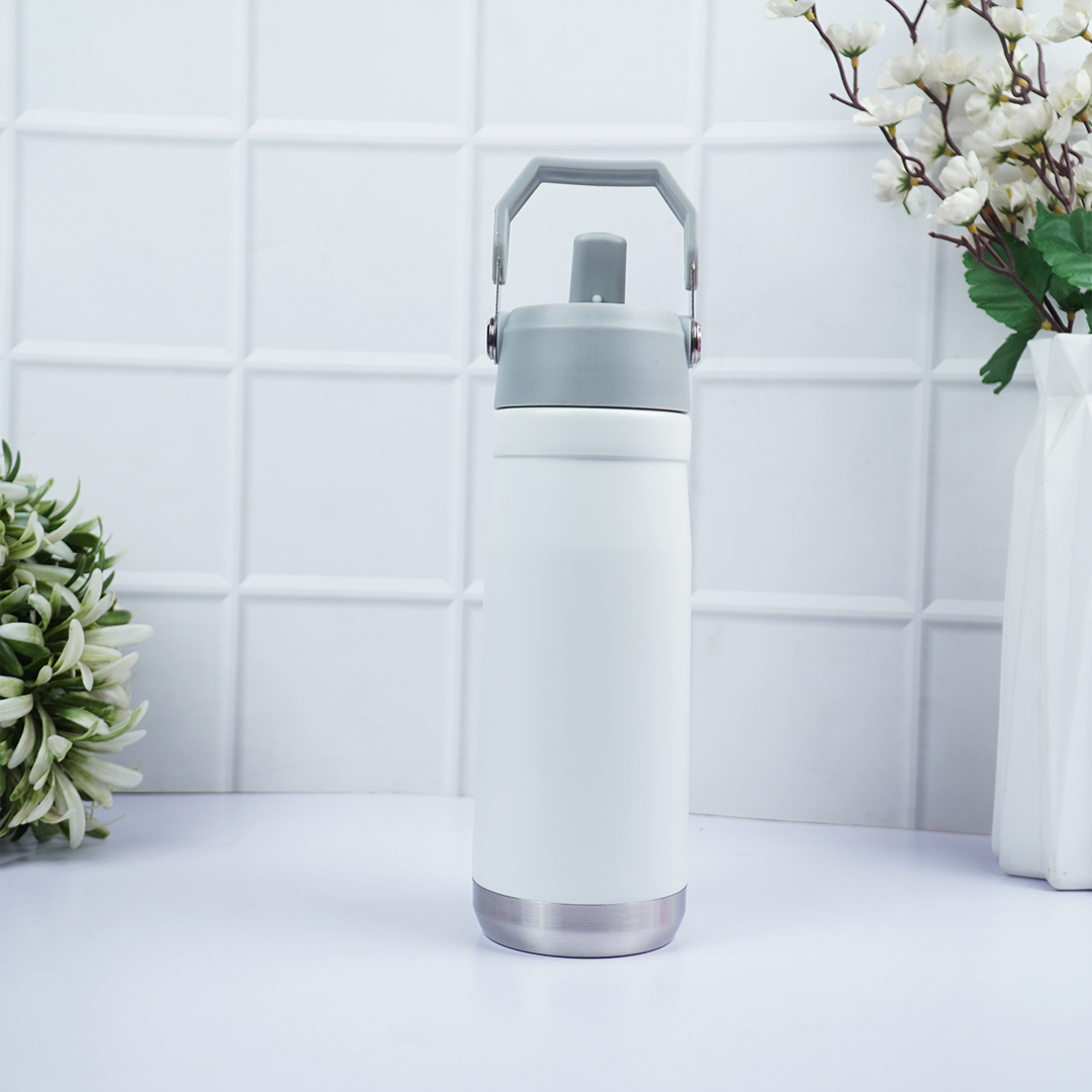650ml Stainless Steel Water Bottle with Handle | Leak-Proof & Reusable | Travel, Gym & Office Bottle (23cm x 9cm)