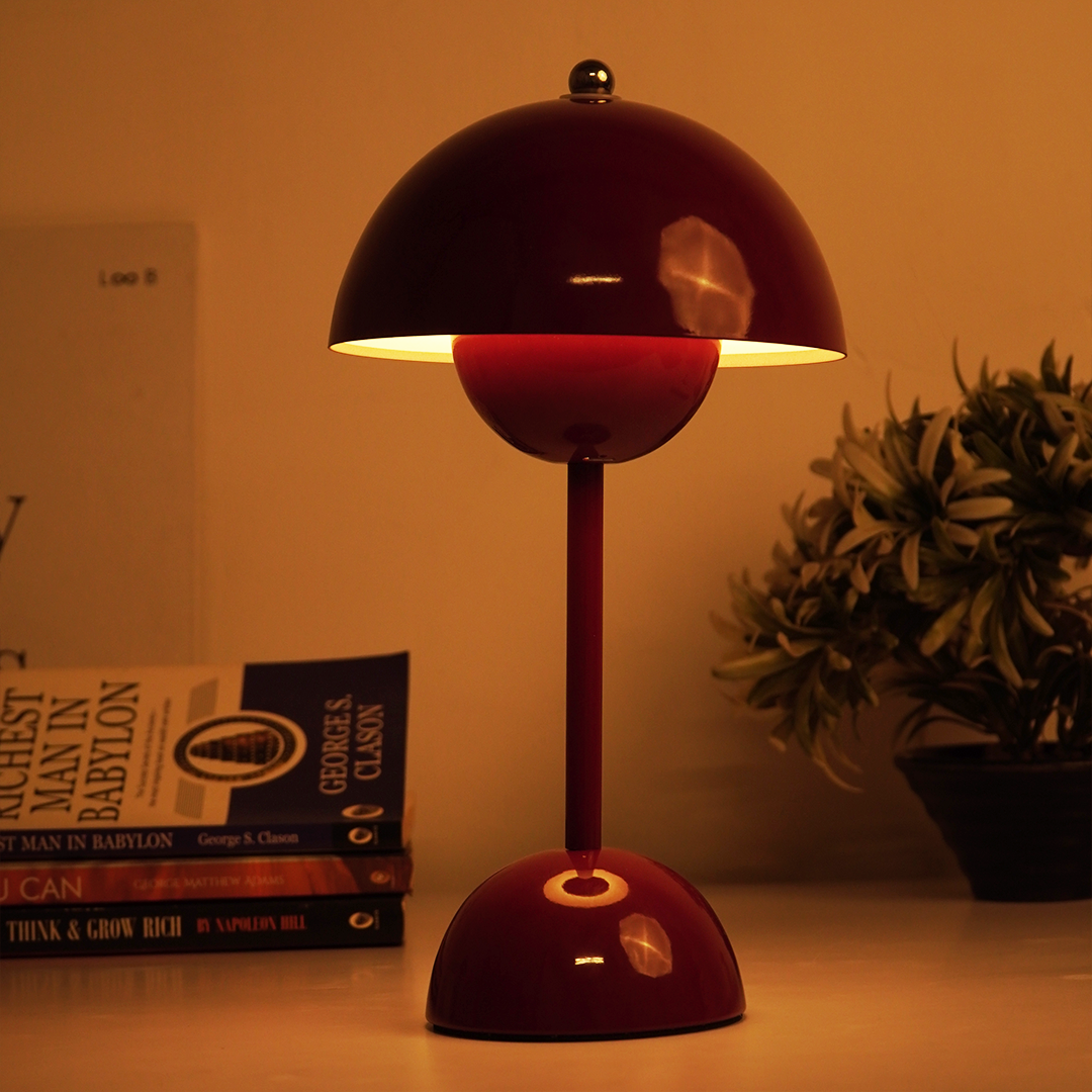 Modern Red Dome Table Lamp | Stylish Bedside & Desk Lamp for Home Décor