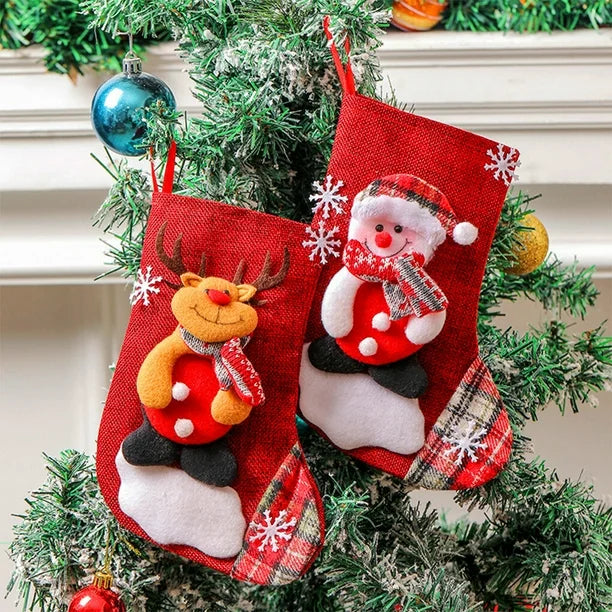 Set of 4 Christmas Tree Ornaments Christmas Stockings - Random design only