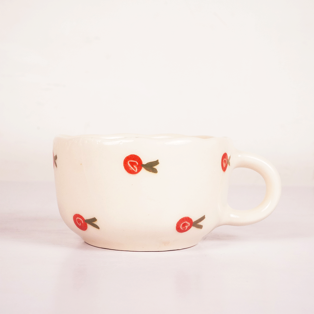 White Ceramic Strawberry Mug – Cute Fruit Design Coffee Cup for Tea & Beverages