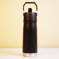 650ml Black Stainless Steel Water Bottle with Handle