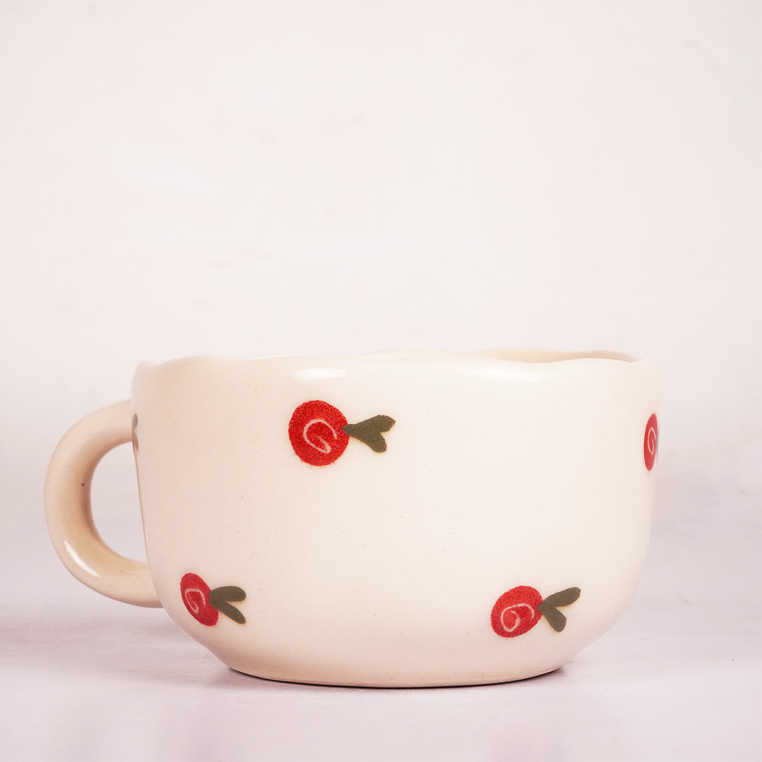 White Ceramic Strawberry Mug – Cute Fruit Design Coffee Cup for Tea & Beverages