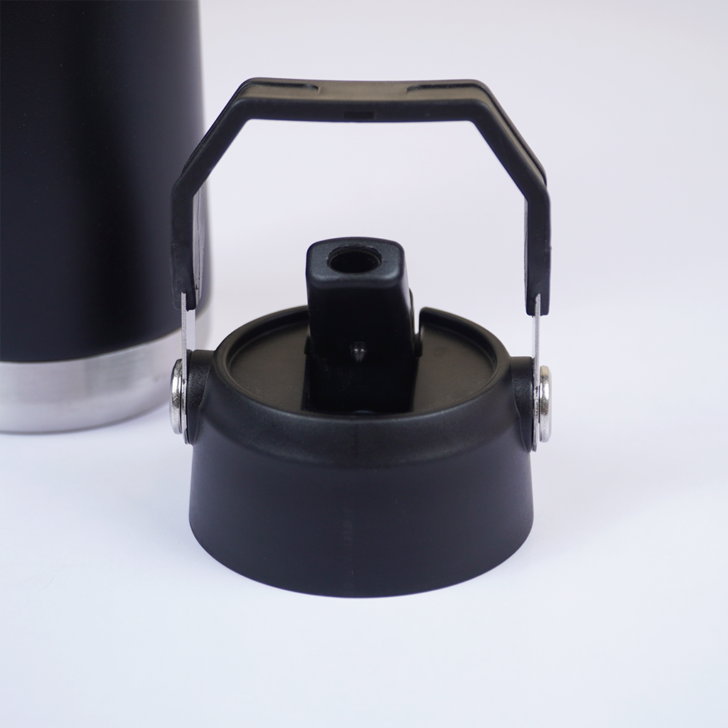 650ml Black Stainless Steel Water Bottle with Handle