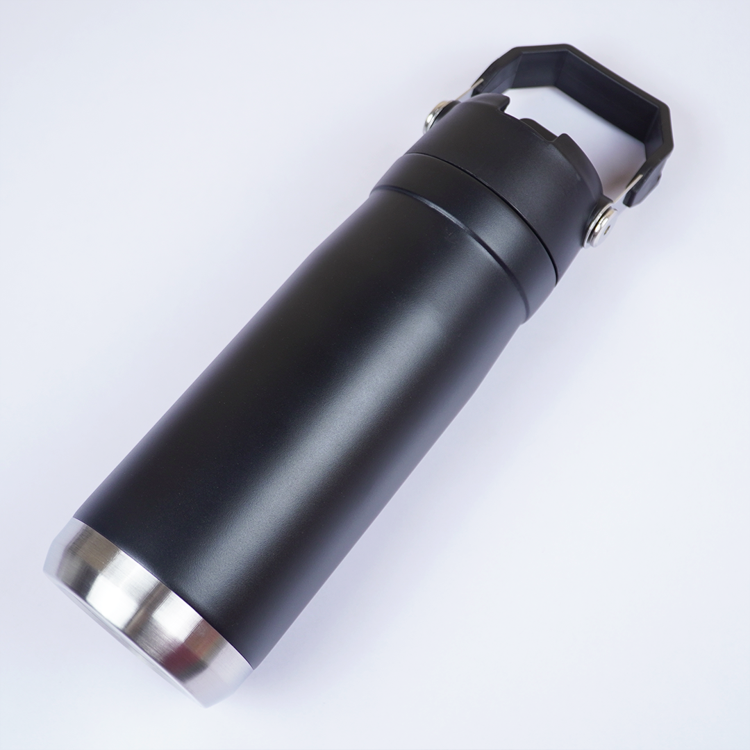 650ml Black Stainless Steel Water Bottle with Handle | Leak-Proof Reusable Bottle for Travel, Gym & Office